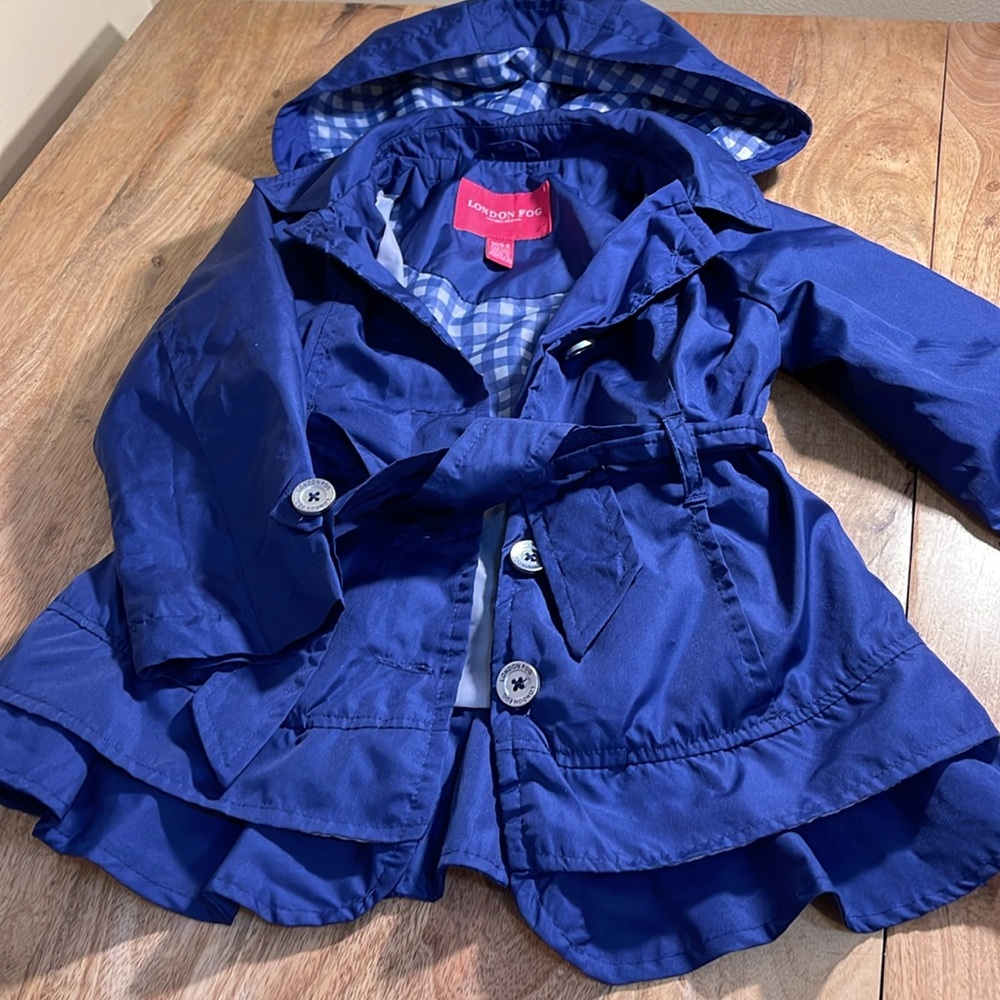 LONDON FOG Little Girl's Lightweight Hooded Trench Dress Jackets. Size 5/6 - Picture 7 of 7